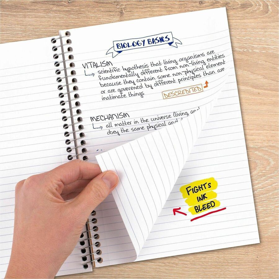 Mead College Ruled Notebook, 5 Subjects, 150 Sheets, 6" x 9.5", Spiral, Assorted Plastic Cover, 1 Each