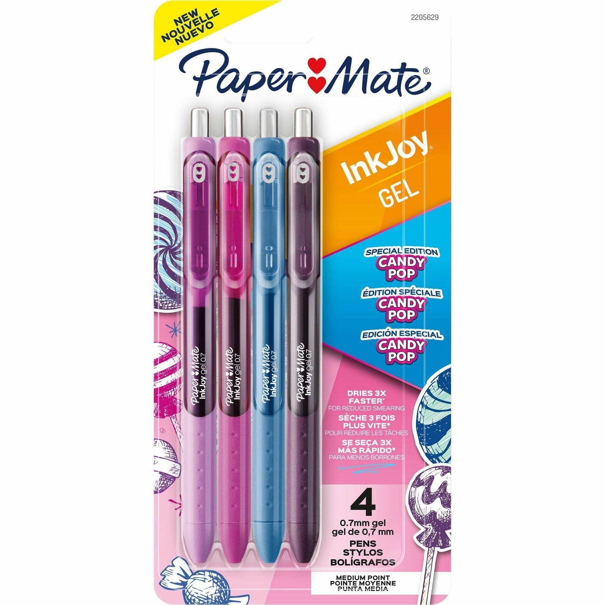 Paper Mate InkJoy Gel Pens, 0.7 mm, Retractable, Assorted Ink, Gel-based, Comfort Grip, 4 Pack