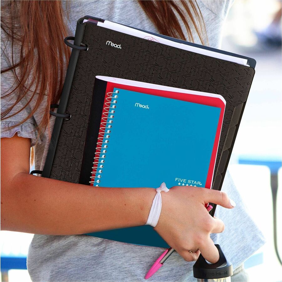 Mead College Ruled Notebook, 2 Subjects, 80 Sheets, 6" x 9.5", Spiral, Assorted Plastic Cover, Double Sided, Perforated, Ink Resistant, Water Resistant, 6 Pack