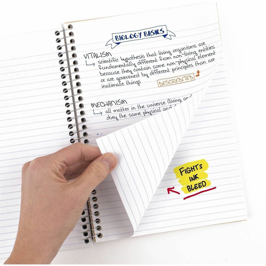 Mead College Ruled Notebook, 2 Subjects, 80 Sheets, 6" x 9.5", Spiral, Assorted Plastic Cover, Double Sided, Perforated, Ink Resistant, Water Resistant, 6 Pack