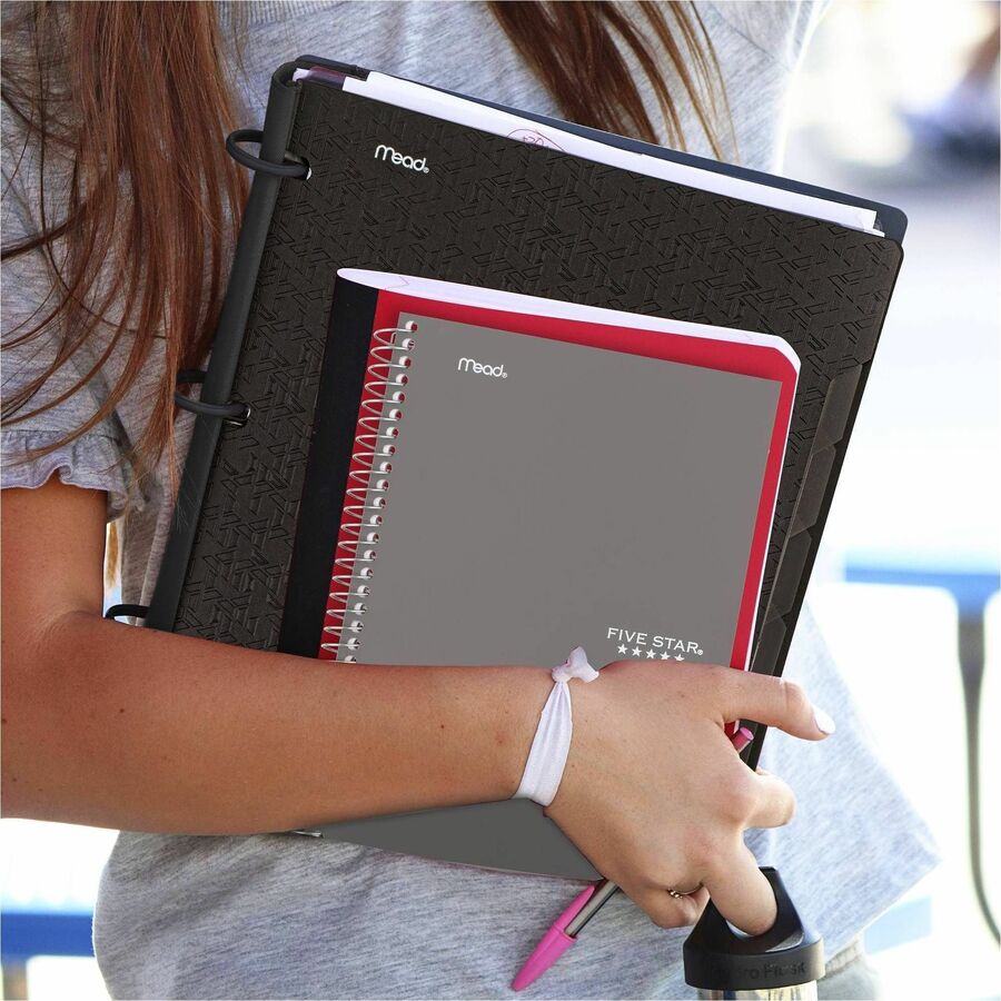 Mead College Ruled Notebook, 2 Subjects, 80 Sheets, 6" x 9.5", Spiral, Assorted Plastic Cover, Double Sided, Perforated, Ink Resistant, Water Resistant, 6 Pack