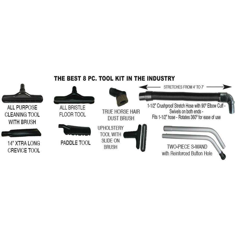 V.A.C. Perfect Backpack Vacuum - 2.50 gal - Bagged - 50 ft Cable Length - 7 ft Hose Length - HEPA - Black