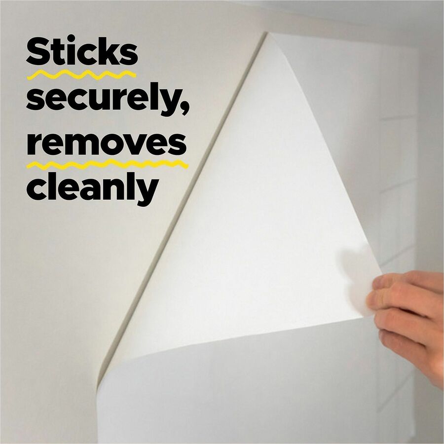 White Surface - White Sheet Color - Rectangle - 36" Length x 24" Width - Flexible, Stain Resistant, Easy Peel, Self-stick, Removable, Wipeable, Stain Proof - 1 Each