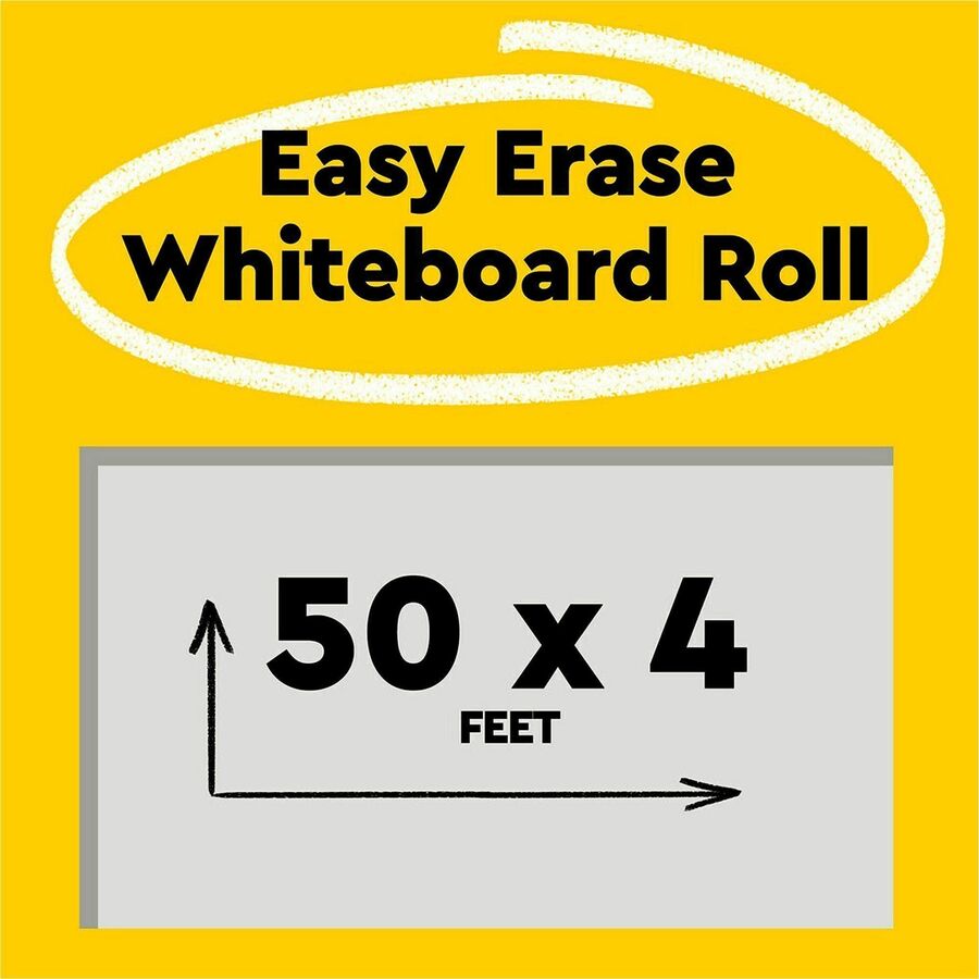 Post-it&reg; Easy Erase Whiteboard Surface, White, 50' x 4'