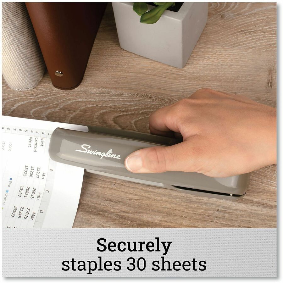 Swingline 747 Business Stapler - Staples Upto 25 Sheet - Holds Upto 210 Staple - Full Strip - Top Loading - Steel Gray, Gray - Metal - 1 Each