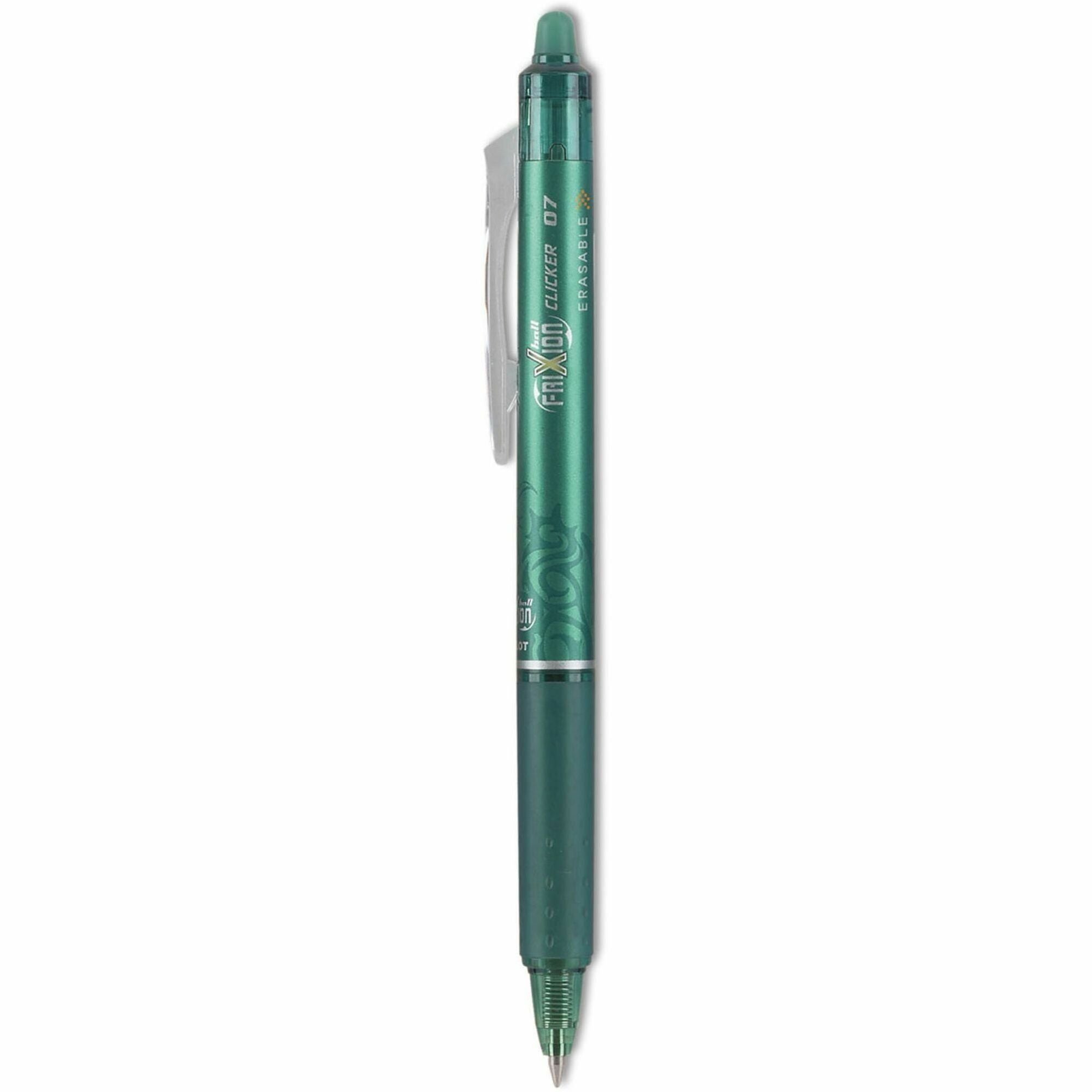 Retractable - Erasable - Green Ink - Gel-based - Green Barrel - Document - 12 / Dozen