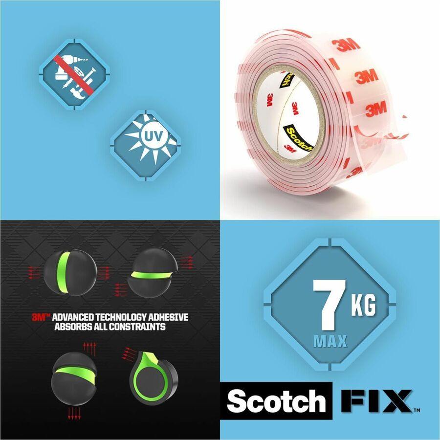 5 ft Length x 1" Width - Clear - Acrylic Backing - Acrylic Adhesive - For Multi Surface, Multipurpose - 1 Roll