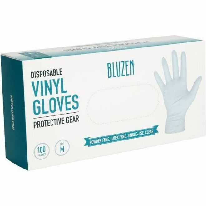 Remcoda Powder-Free Vinyl Gloves - 3 mil Thickness - Medium Size - For Right/Left Hand - Vinyl - Clear - Comfortable, Latex-free - 100 / Box