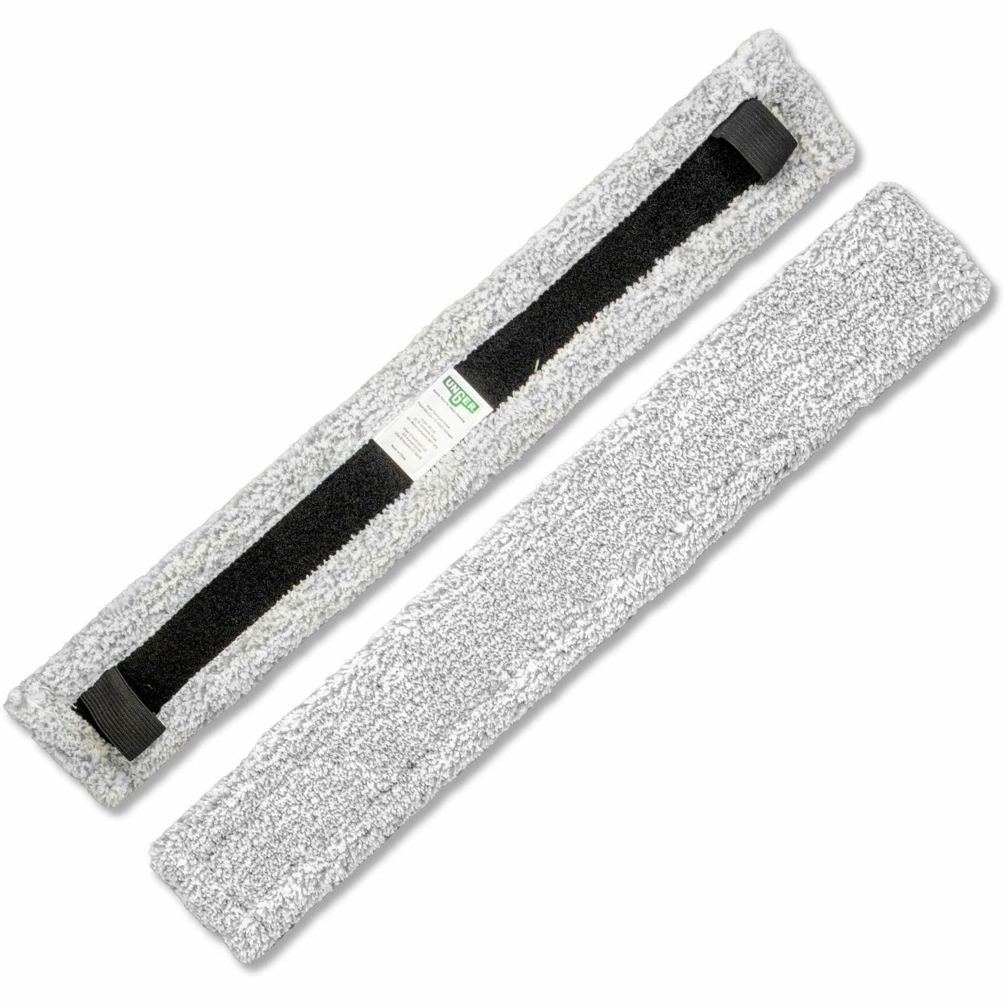 Unger VisaVersa Pro Pads - 13.78" Length - Cleaning - Absorbent, Lightweight, Machine Washable, Hook & Loop Fastener - MicroFiber - Gray, White - 10 / Carton