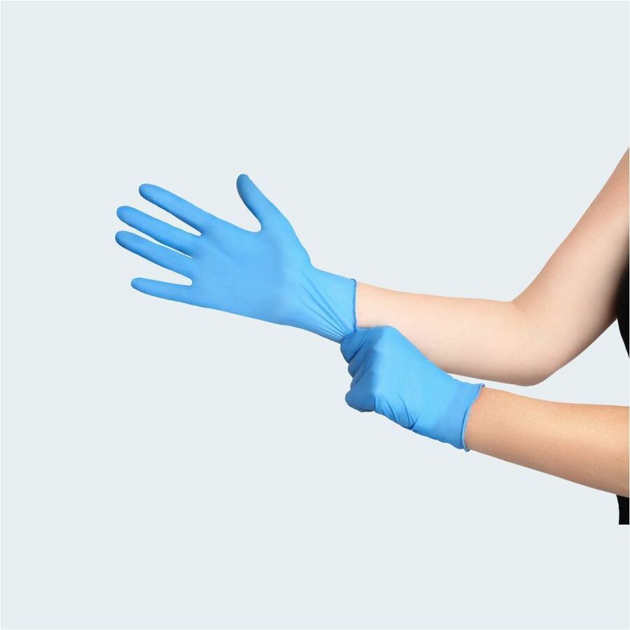Remcoda Extra-Strength Nitrile Gloves - 4 mil Thickness - Chemical Protection - Large Size - For Right/Left Hand - Nitrile - Blue - Durable, Comfortable, Extra Strength, Snug Fit, Chemical Resistant, Latex-free - 100 / Box