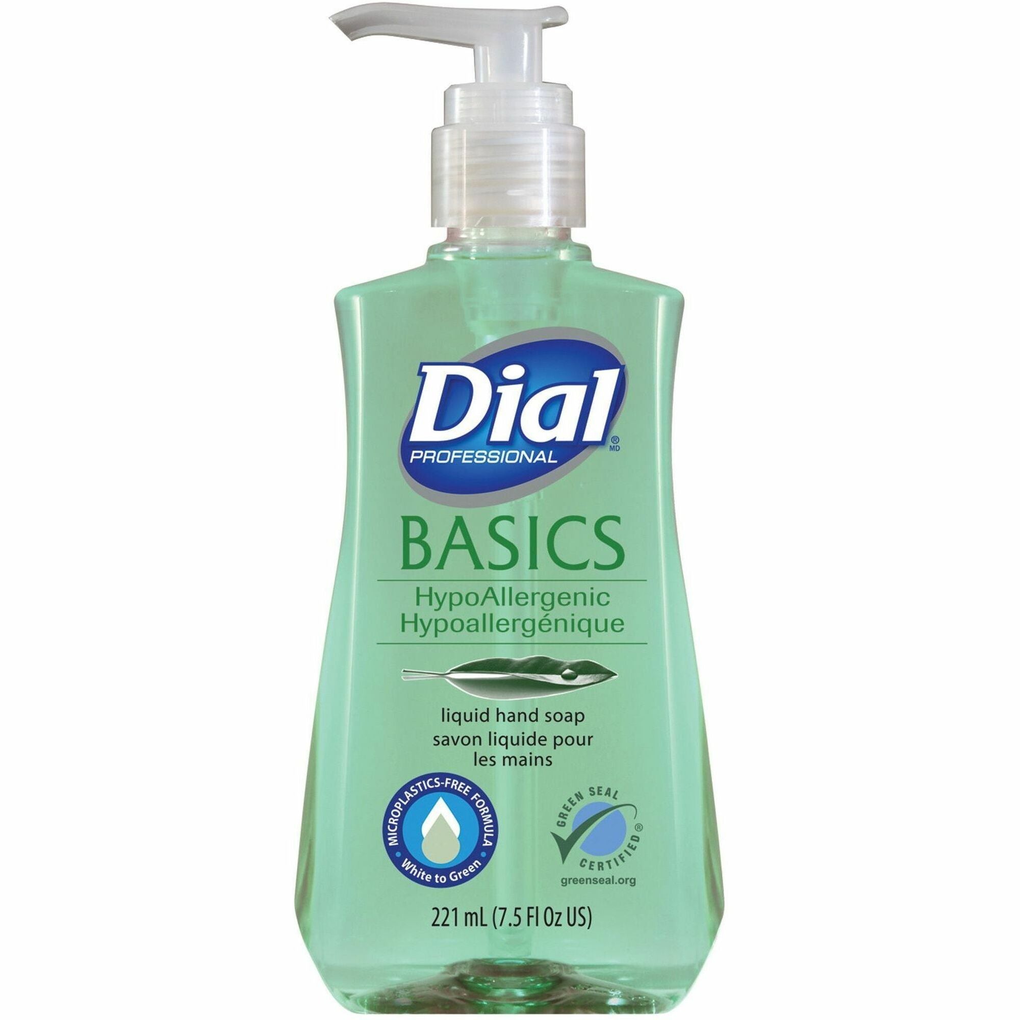 Dial Basics Liquid Hand Soap - Fresh Floral Scent - For Dry Skin - 7.50 fl oz - Skin, Hand, Commercial, Healthcare, School, Office, Restaurant, Daycare - Green - 12 / Carton