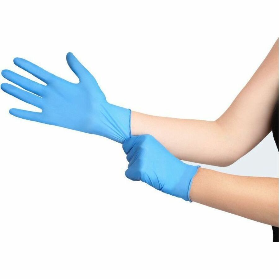 Remcoda Extra-Strength Nitrile Gloves - 4 mil Thickness - Chemical Protection - Medium Size - For Right/Left Hand - Nitrile - Blue - Durable, Comfortable, Extra Strength, Snug Fit, Chemical Resistant, Latex-free - 100 / Box