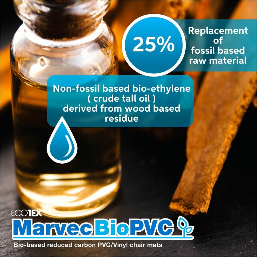 Floortex Ecotex Marvec BioPVC Chairmat - Carpet - 60" Length x 46" Width - Polyvinyl Chloride (PVC) - Clear - 1 Each