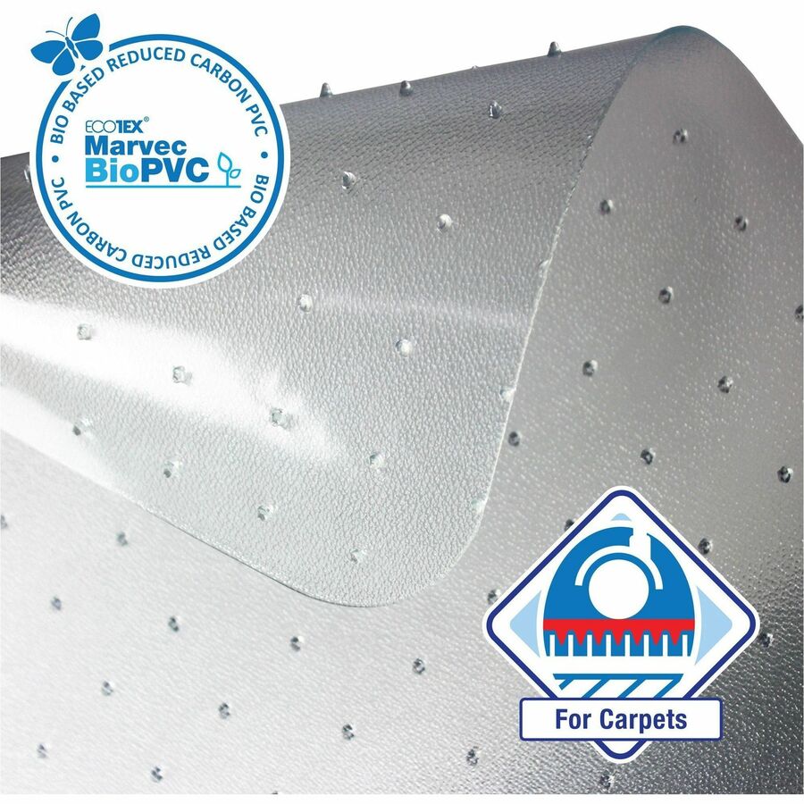 Floortex Ecotex Marvec BioPVC Chairmat - Carpet - 60" Length x 46" Width - Polyvinyl Chloride (PVC) - Clear - 1 Each