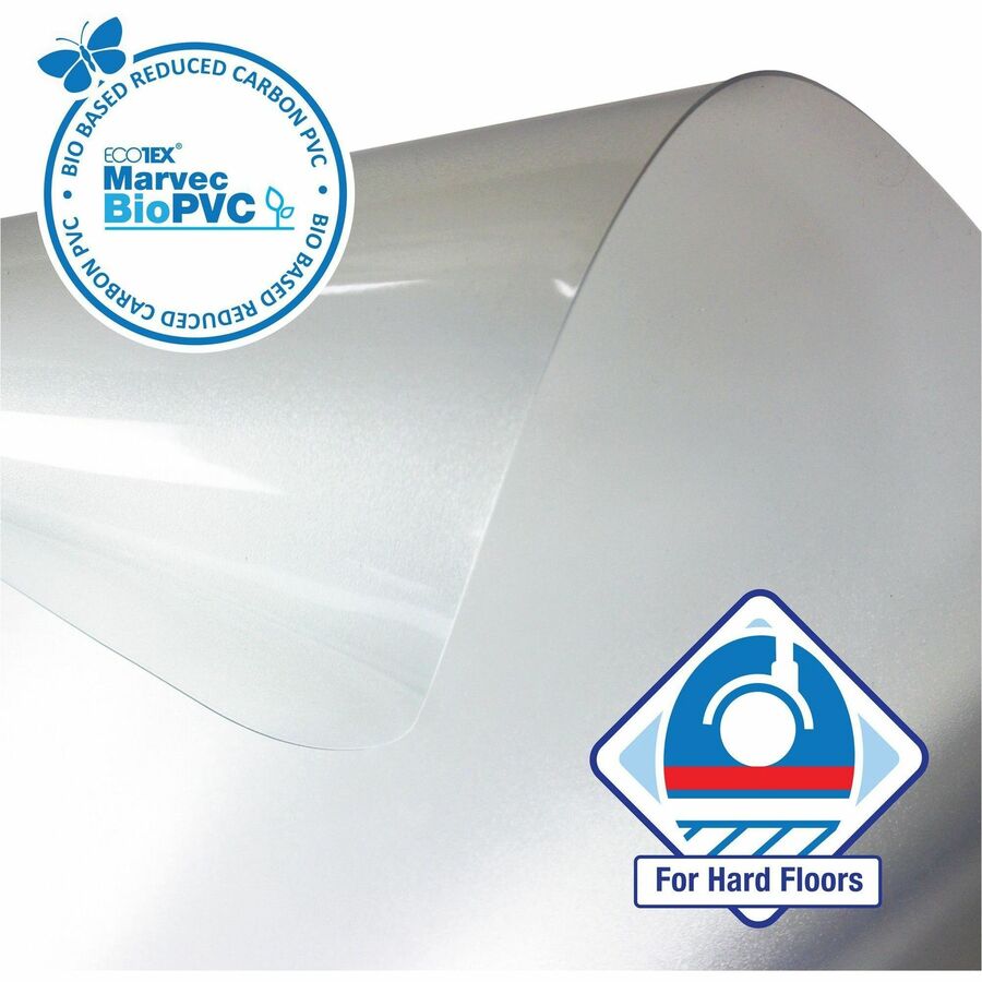 Floortex Ecotex Marvec BioPVC Chairmat, Hard Floor, 48" x 36", Clear, Polyvinyl Chloride (PVC), 1 Each