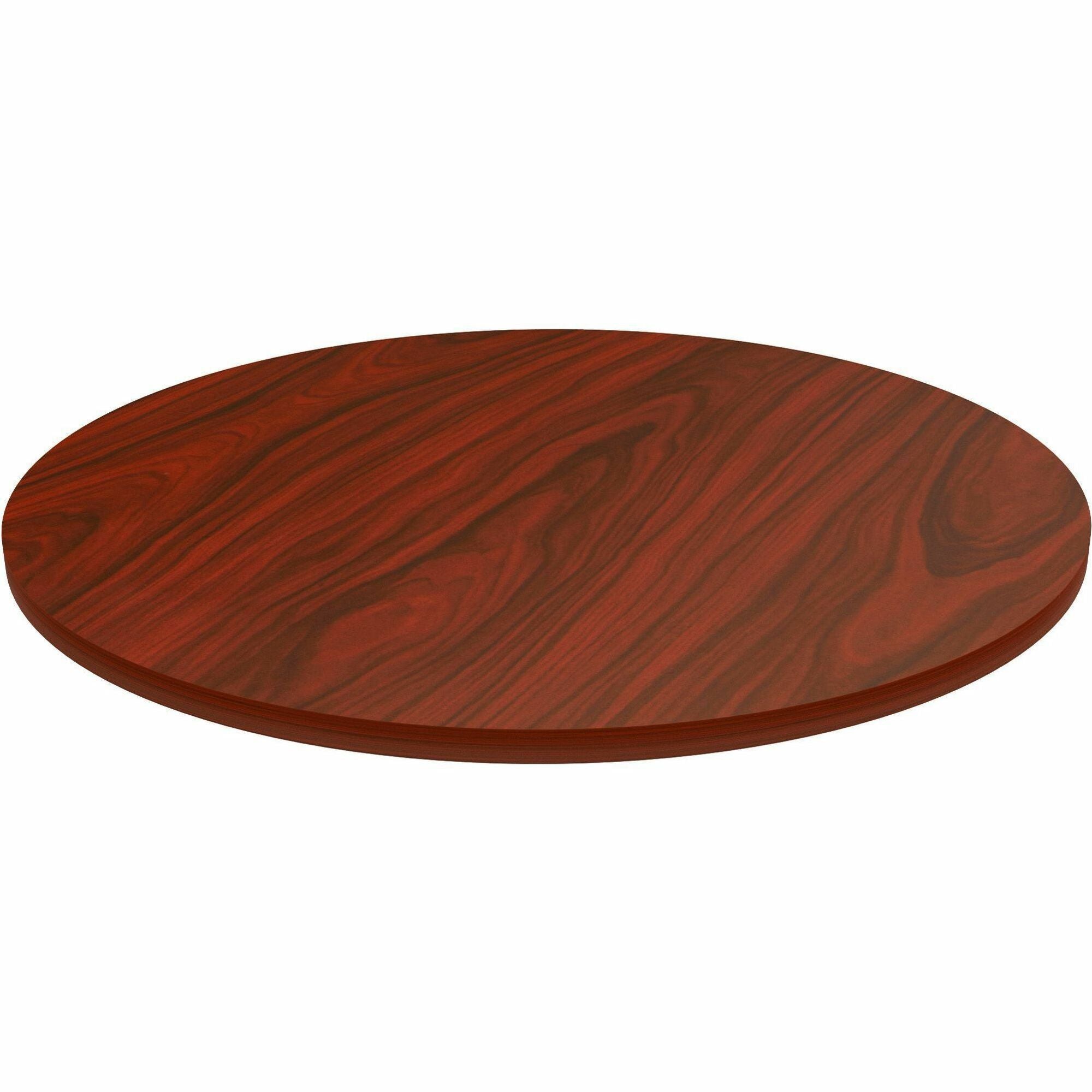Lorell Essentials Round Mahogany Laminate Tabletop, 1" Thick, 36" Diameter, Band Edge, 1 Each