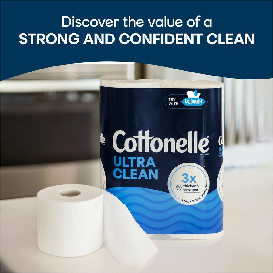 Cottonelle Ultra Clean Toilet Paper, 1 Ply, White, 12 Pack