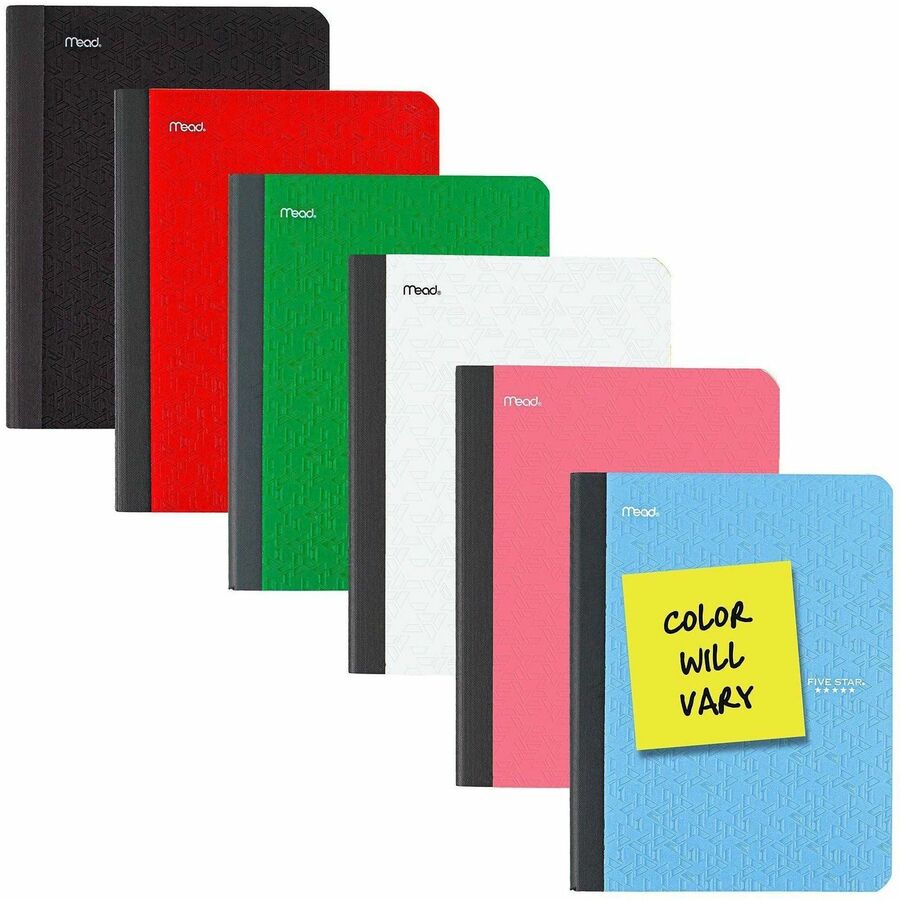 Mead College-Ruled Composition Book, 80 Sheets, 9 3/4" x 7 1/2", Sewn Binding, Assorted Plastic Cover, 1 Each