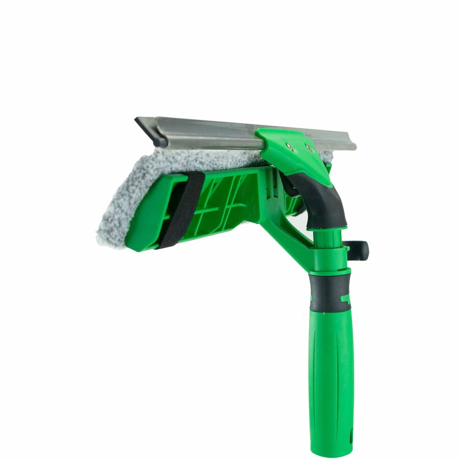 Unger Visa Versa Pro Complete Squeegee/Washer, 10" Length, Hook & Loop Fastener, Reusable, Washable, Ergonomic, Non-slip Grip, Lightweight, Microfiber/Rubber, Green, 1 Each