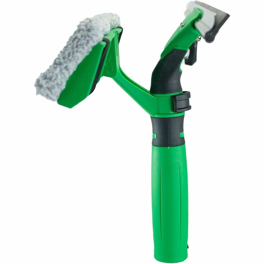 Unger Visa Versa Pro Complete Squeegee/Washer, 10" Length, Hook & Loop Fastener, Reusable, Washable, Ergonomic, Non-slip Grip, Lightweight, Microfiber/Rubber, Green, 1 Each