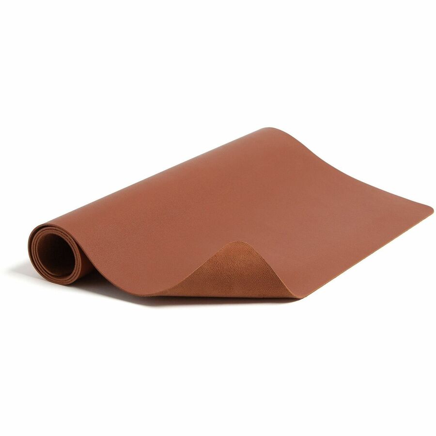 Smead Waterproof Desk Pad, Rectangular, 15.7" x 31.5", Faux Suede Backing, Vegan Leather, Saddle, 1 Each