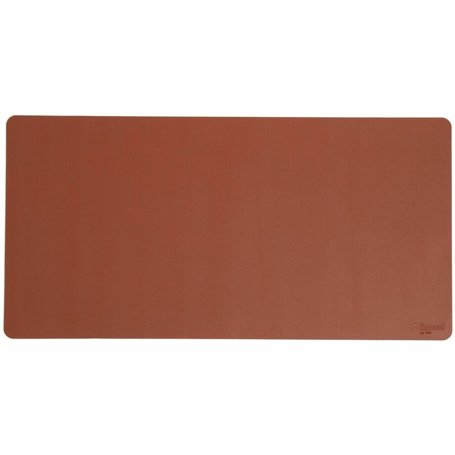 Smead Waterproof Desk Pad, Rectangular, 15.7" x 31.5", Faux Suede Backing, Vegan Leather, Saddle, 1 Each