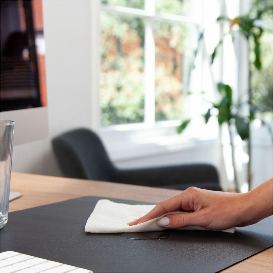 Smead Waterproof Desk Pad, Rectangular, 15.7" x 31.5", Vegan Leather, Faux Suede Backing, Charcoal, 1 Each