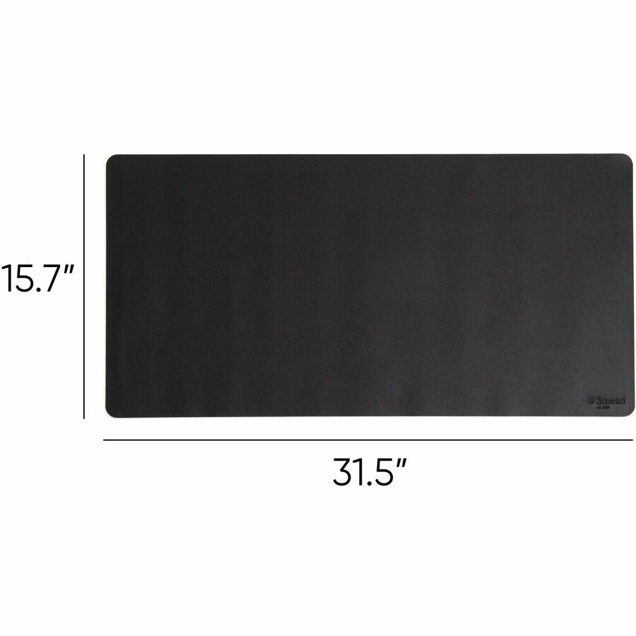 Smead Waterproof Desk Pad, Rectangular, 15.7" x 31.5", Vegan Leather, Faux Suede Backing, Charcoal, 1 Each