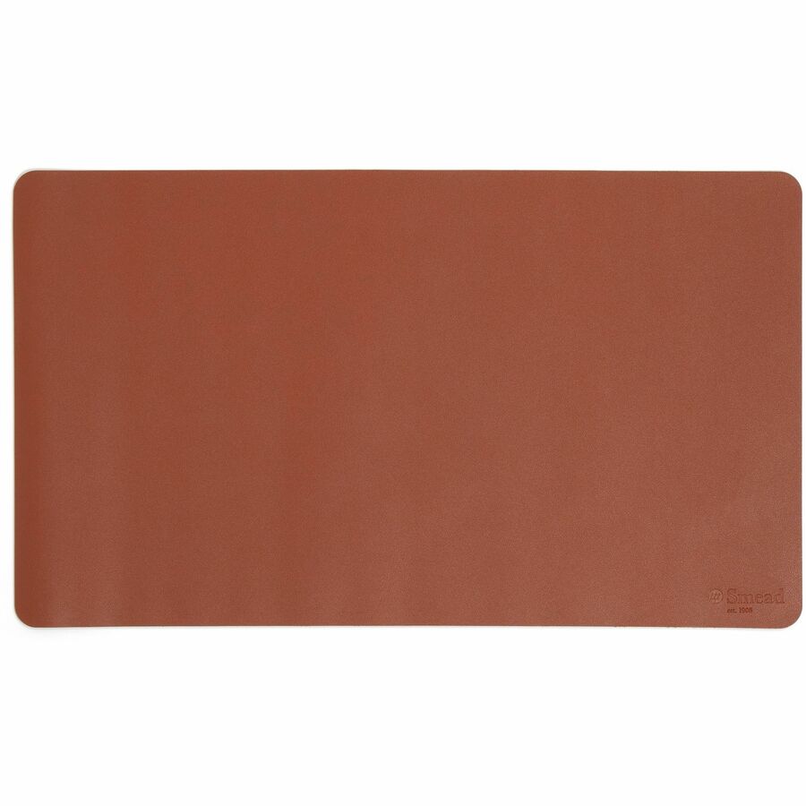 Smead Waterproof Desk Pad, Rectangular, 13.7" x 23.6", Faux Suede Backing, Vegan Leather, Saddle, 1 Each