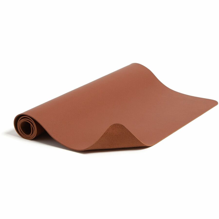 Smead Waterproof Desk Pad, Rectangular, 13.7" x 23.6", Faux Suede Backing, Vegan Leather, Saddle, 1 Each