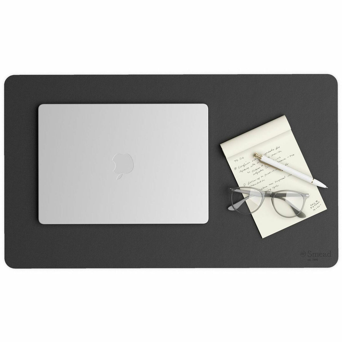 Smead Waterproof Desk Pad, Rectangular, 13.7" x 23.6", Faux Suede Backing, Vegan Leather, Charcoal, 1 Each