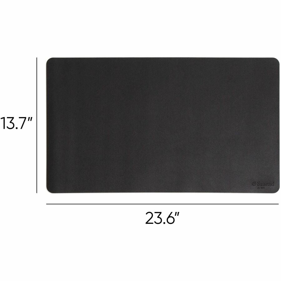 Smead Waterproof Desk Pad, Rectangular, 13.7" x 23.6", Faux Suede Backing, Vegan Leather, Charcoal, 1 Each