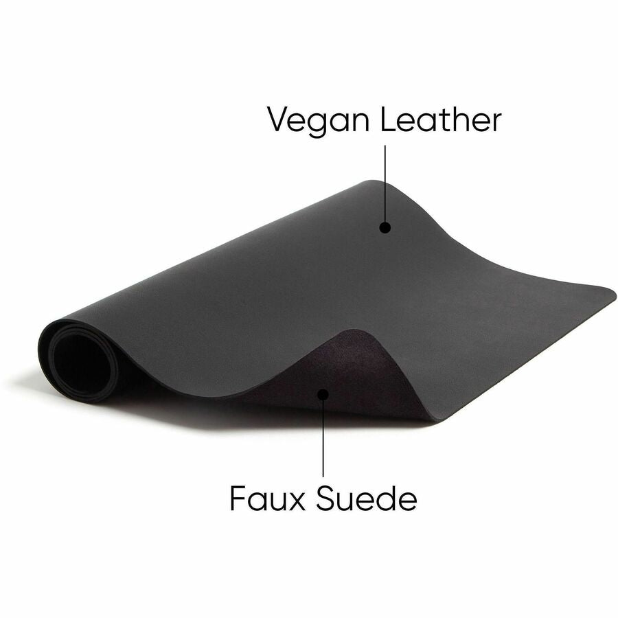 Smead Waterproof Desk Pad, Rectangular, 13.7" x 23.6", Faux Suede Backing, Vegan Leather, Charcoal, 1 Each