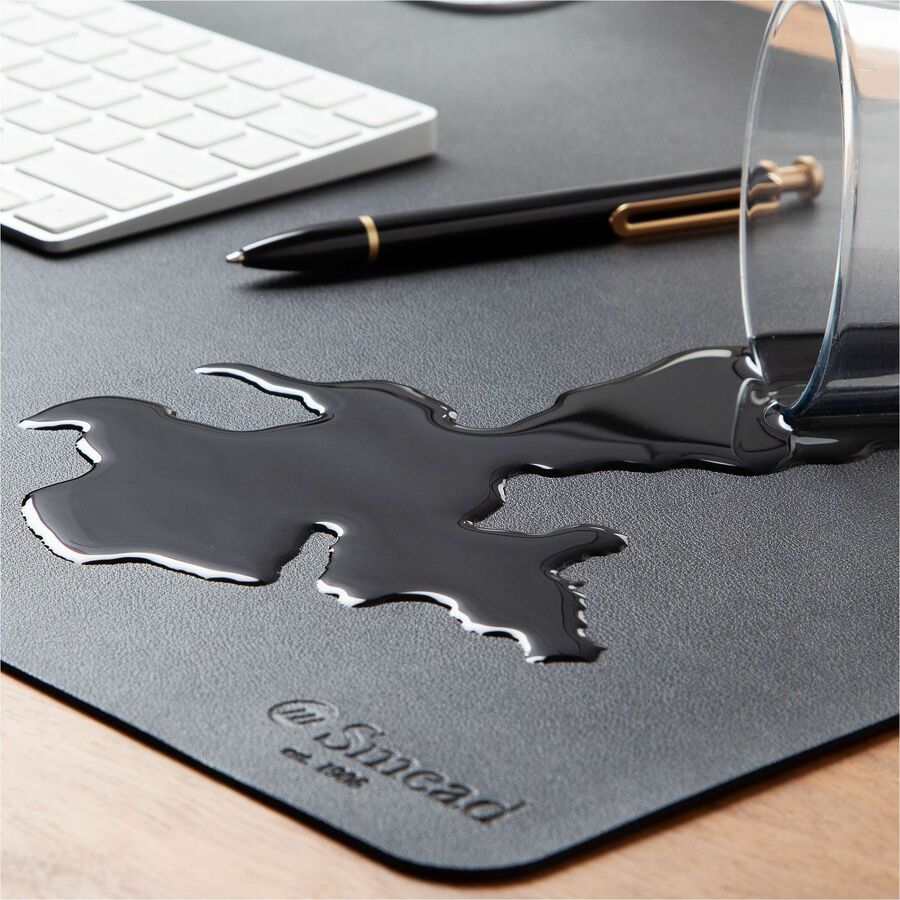 Smead Waterproof Desk Pad, Rectangular, 13.7" x 23.6", Faux Suede Backing, Vegan Leather, Charcoal, 1 Each