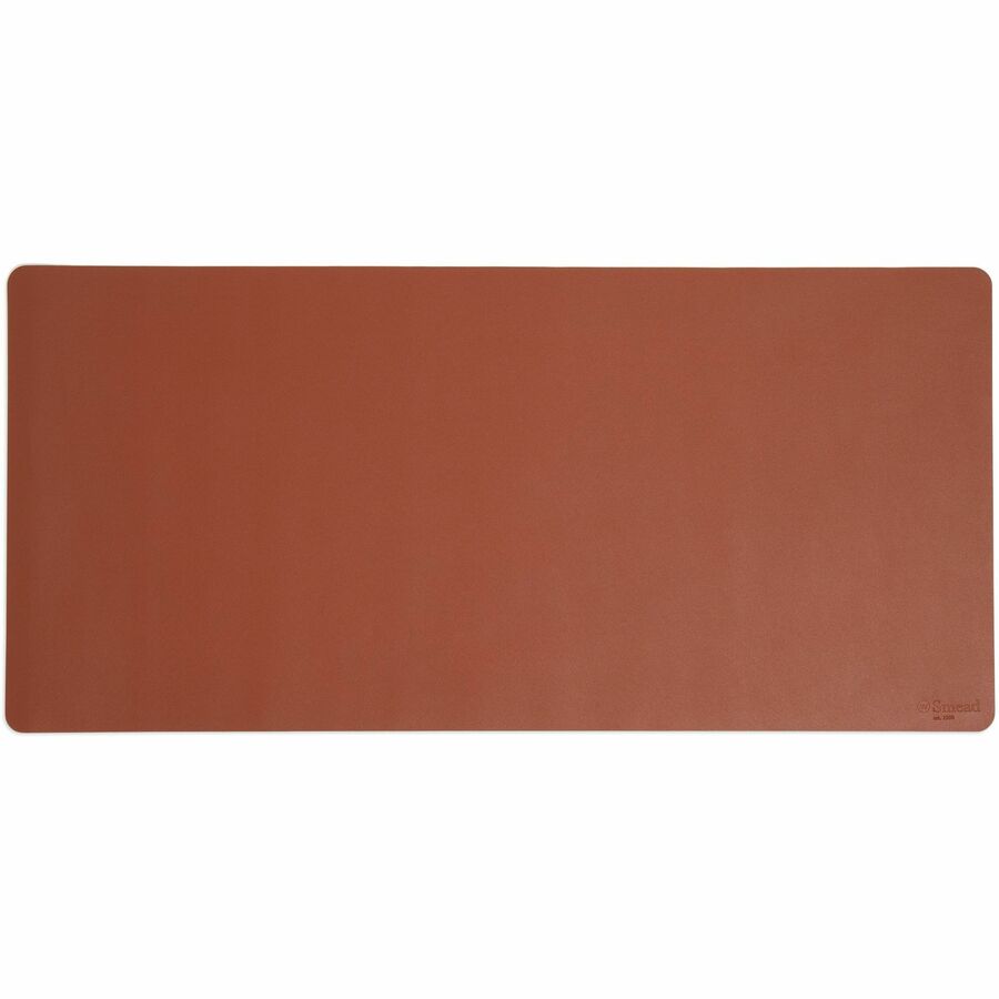 Smead Waterproof Desk Pad, Rectangular, 17" x 36", Vegan Leather, Faux Suede Backing, Saddle, 1 Each