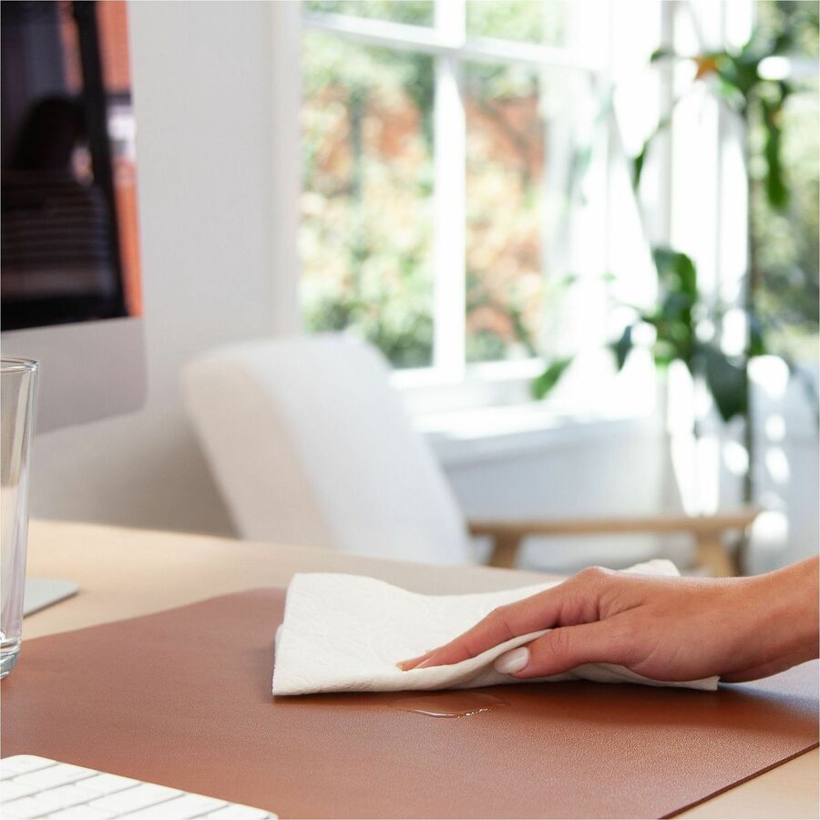 Smead Waterproof Desk Pad, Rectangular, 17" x 36", Vegan Leather, Faux Suede Backing, Saddle, 1 Each