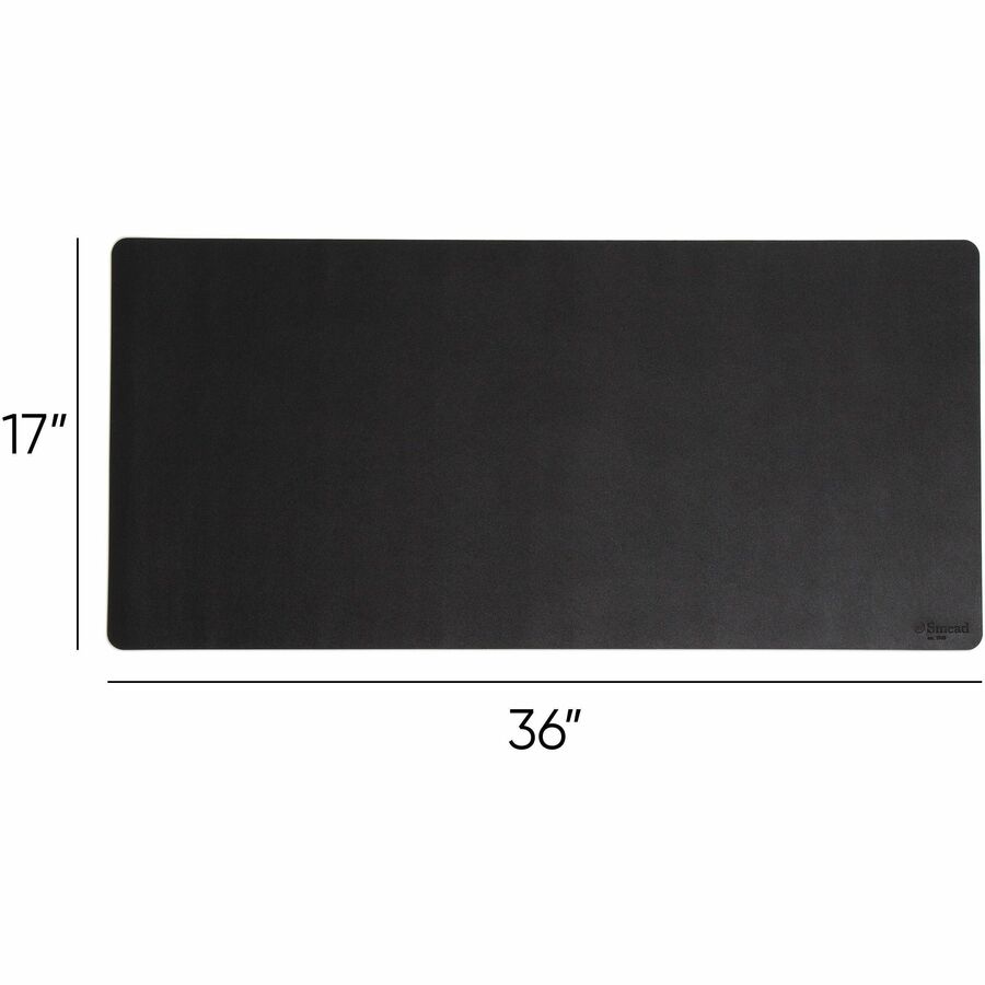 Smead Waterproof Desk Pad, Rectangular, 17" x 36", Vegan Leather, Faux Suede Backing, Charcoal, 1 Each