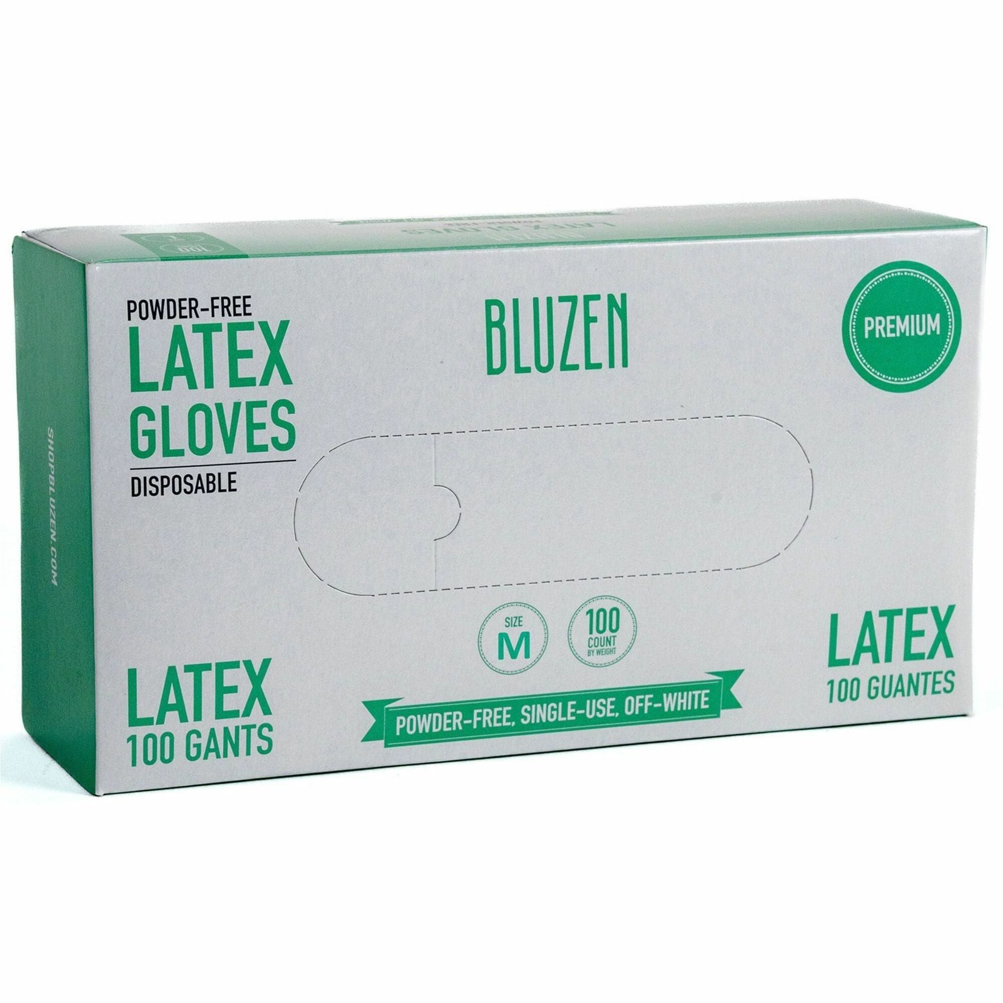 Remcoda Powder-Free Latex Gloves, Medium, 4 mil Thickness, Off White, Latex, Comfortable, Excellent Grip, 100/Box