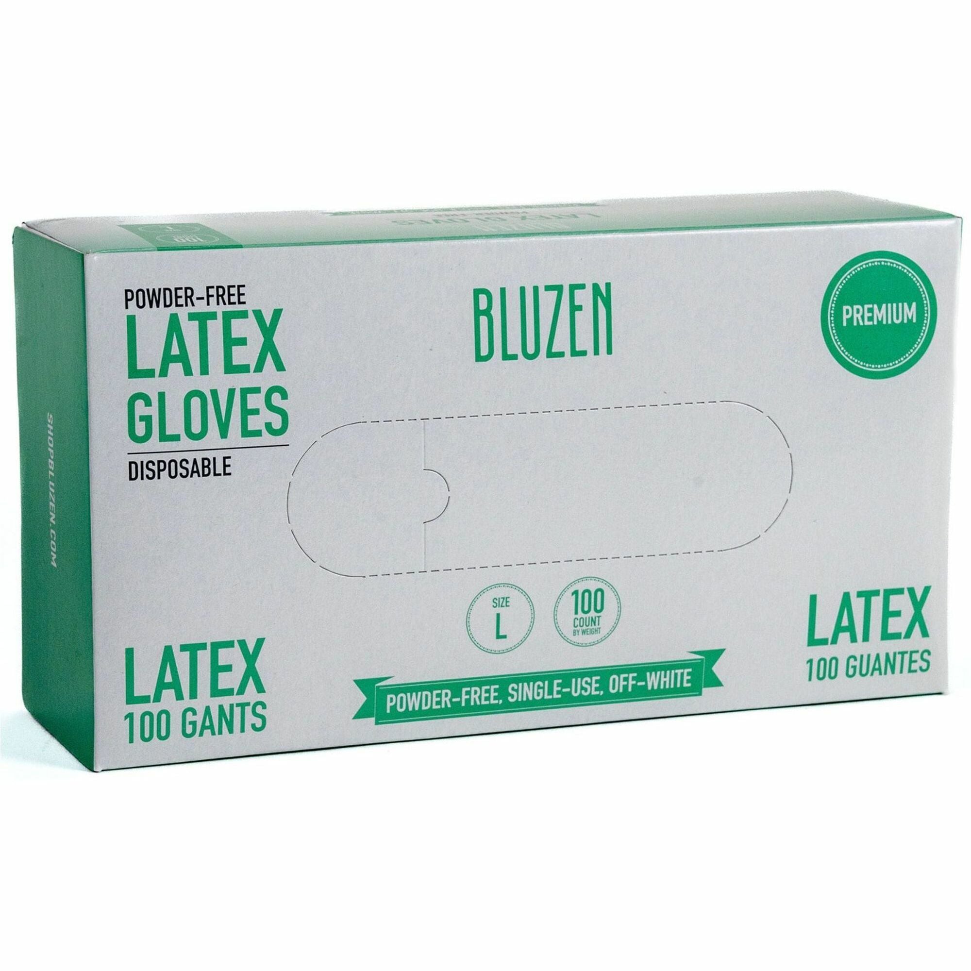 Remcoda Powder-Free Latex Gloves, Large, 4 mil, Off White, Latex, Comfortable, Excellent Grip, 100/Box