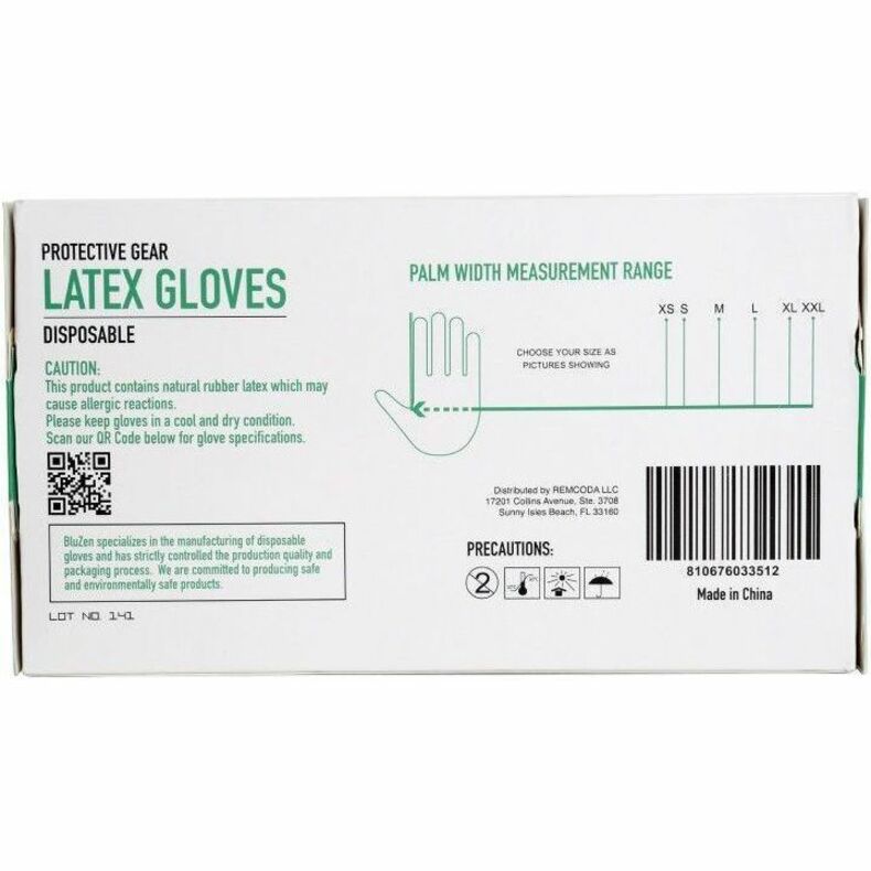 Remcoda Powder-Free Latex Gloves, Large, 4 mil, Off White, Latex, Comfortable, Excellent Grip, 100/Box
