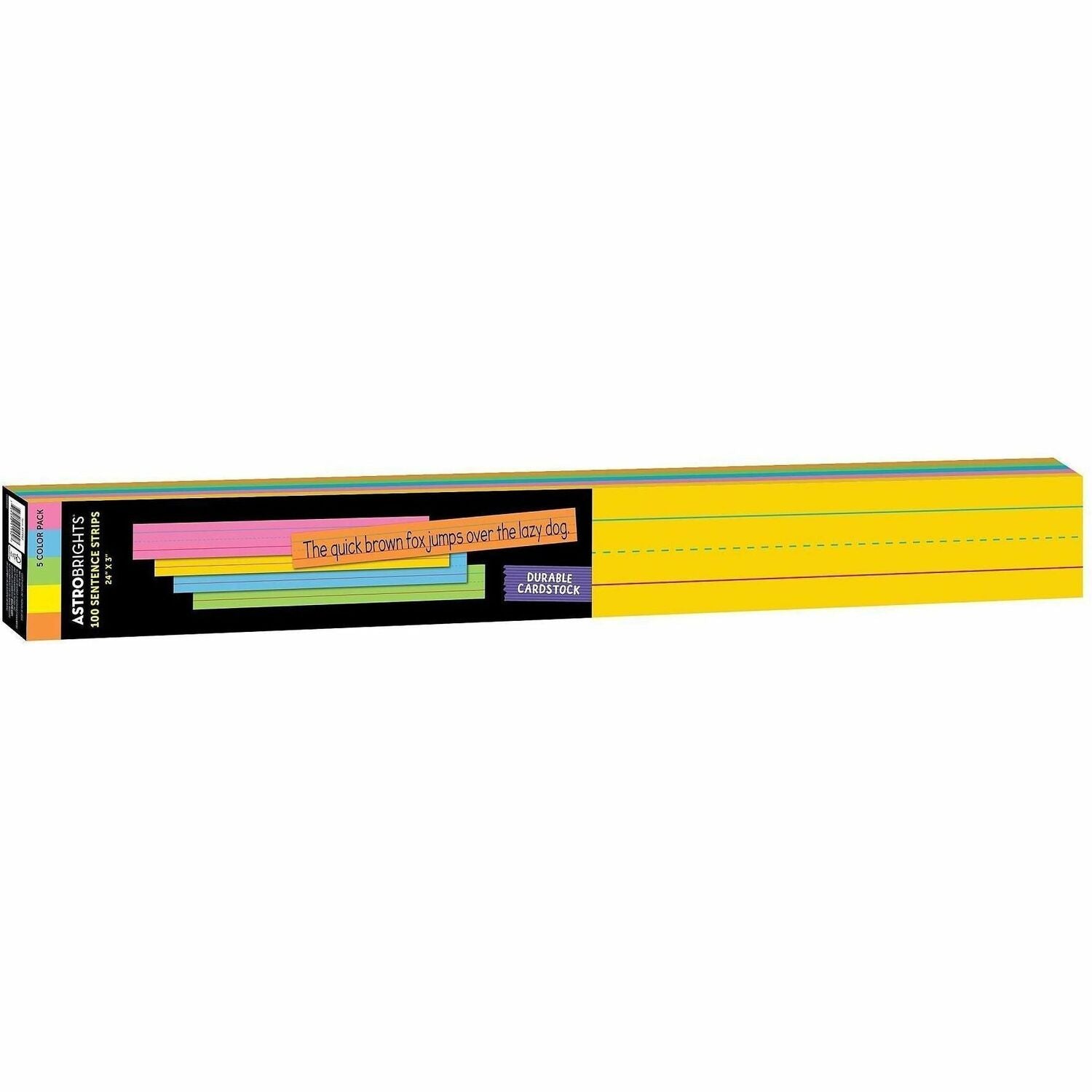 Astrobrights Ruled Handwriting Strips, Assorted Colors, 3" x 24", 100 Pack