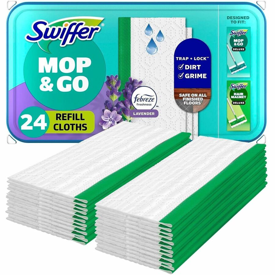 Swiffer Sweeper Wet Mop Cloths, Lavender Scent, Textured, Blue, 8" x 10", 24 Pack