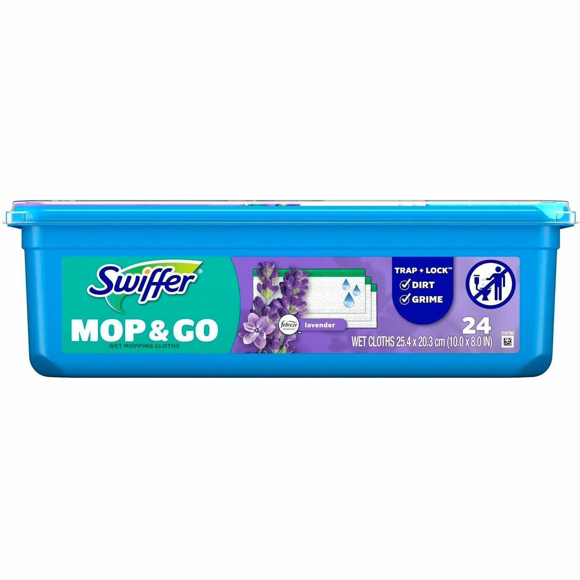Swiffer Sweeper Wet Mop Cloths, Lavender Scent, Textured, Blue, 8" x 10", 24 Pack