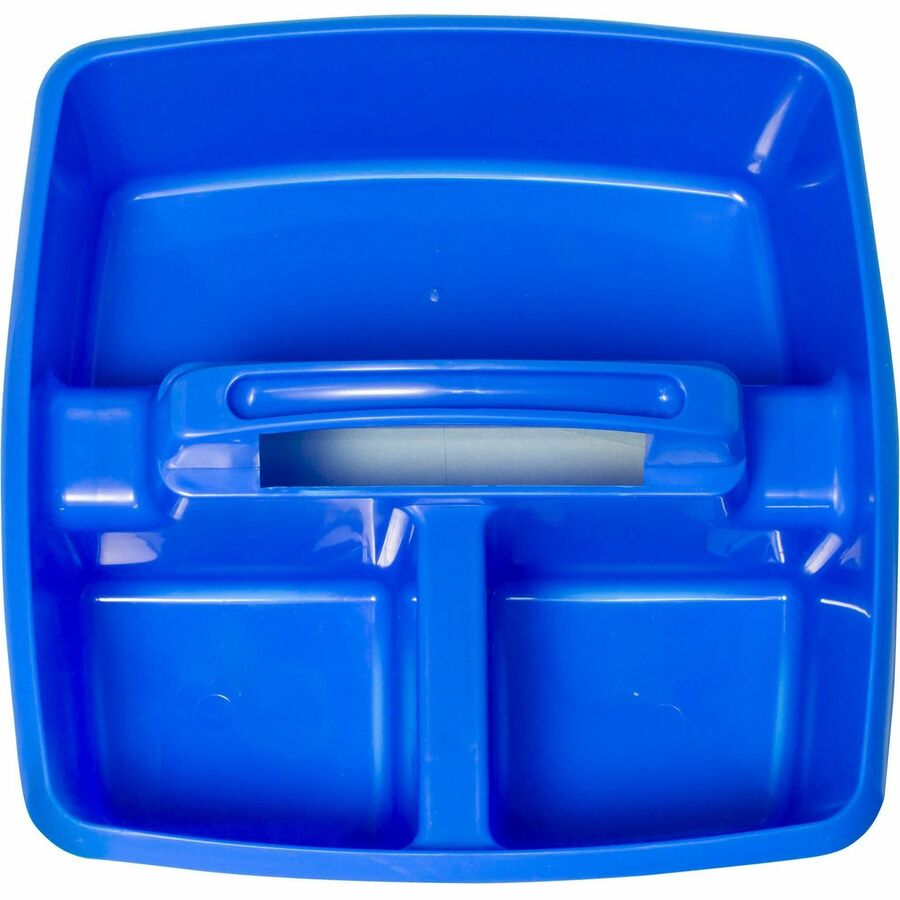 3 Compartment(s) - 5.25" Height x 9.25" Width x 9.25" Depth - Handle, Washable, Stackable, Impact Resistant, Dishwasher Safe, Durable - 50% Recycled - Blue - Plastic - 5 / Set