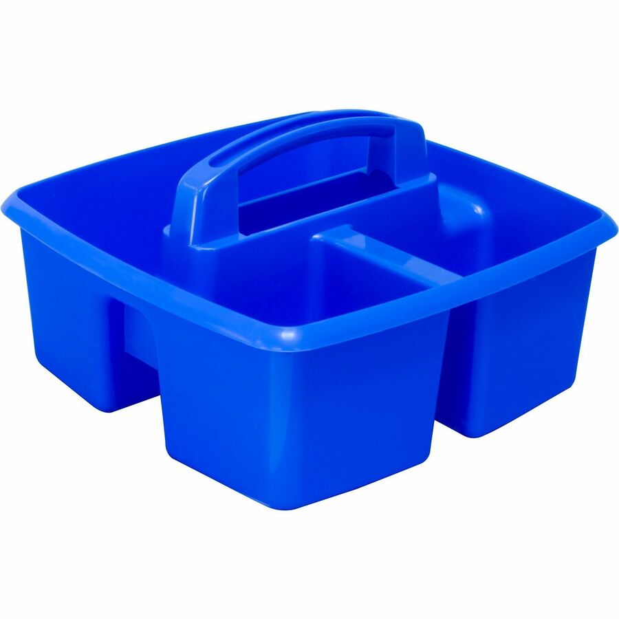 3 Compartment(s) - 5.25" Height x 9.25" Width x 9.25" Depth - Handle, Washable, Stackable, Impact Resistant, Dishwasher Safe, Durable - 50% Recycled - Blue - Plastic - 5 / Set