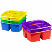 3 Compartment(s) - 5.25" Height x 9.25" Width x 9.25" Depth - Handle, Washable, Stackable, Impact Resistant, Dishwasher Safe, Durable - 50% Recycled - Blue - Plastic - 5 / Set