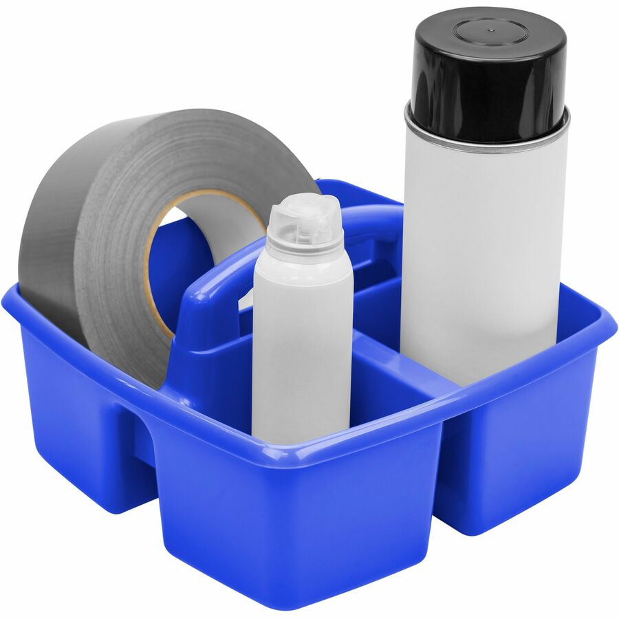 3 Compartment(s) - 5.25" Height x 9.25" Width x 9.25" Depth - Handle, Washable, Stackable, Impact Resistant, Dishwasher Safe, Durable - 50% Recycled - Blue - Plastic - 5 / Set