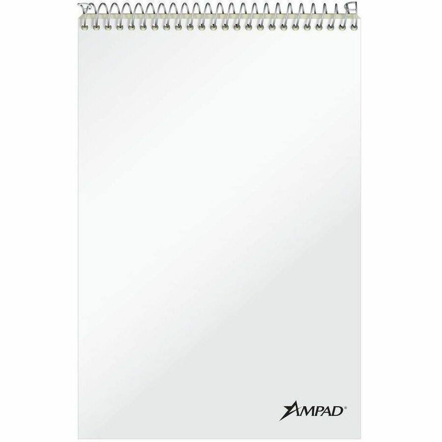 80 Sheets - 160 Pages - Spiral Bound - Gregg Ruled Margin - 20 lb Basis Weight - 6" x 9" Sheet Size - Green Tint Paper - White Chipboard Cover - Portable, Spiral Bound, Sturdy Cover - 6 / Pack