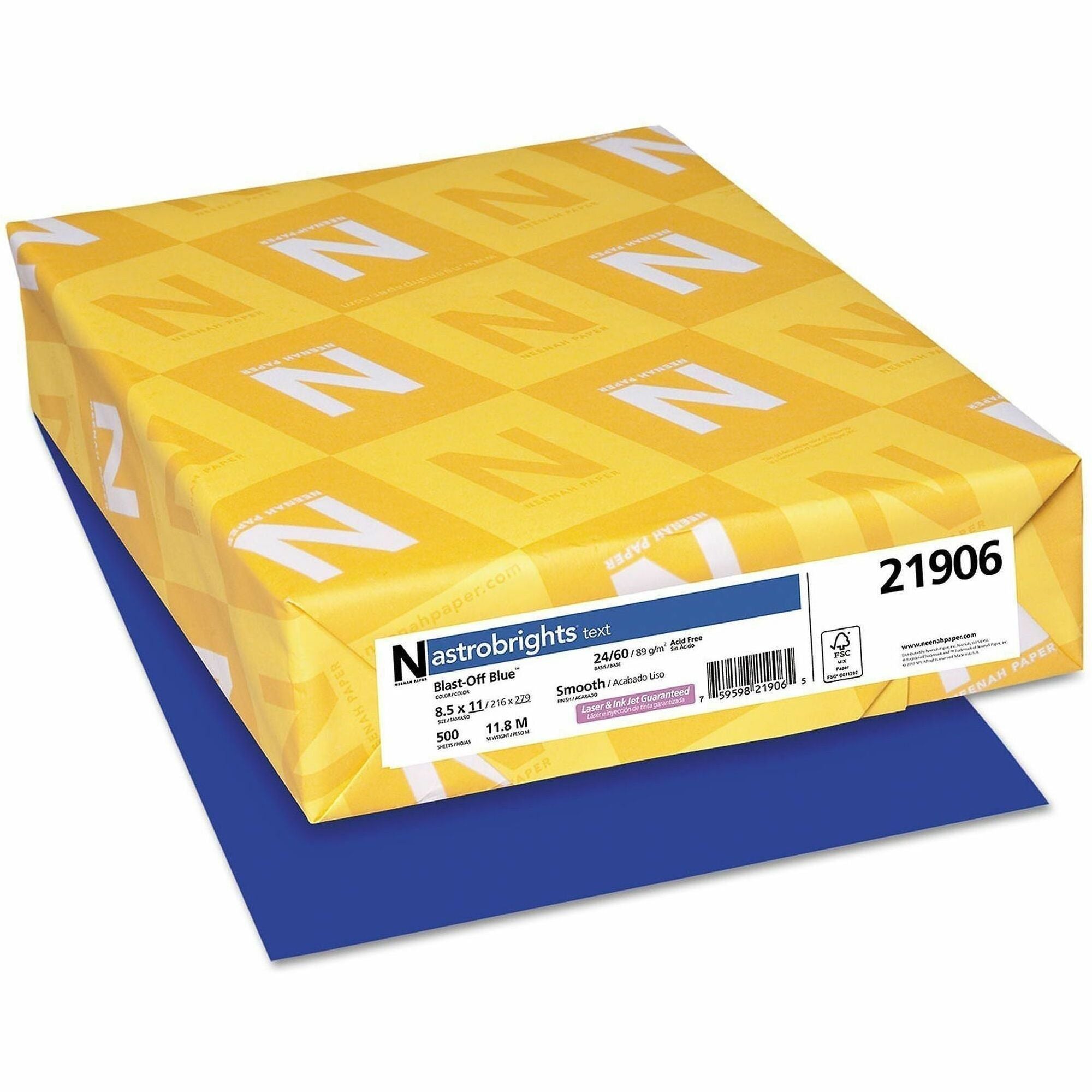 Wausau Paper Astrobrights 24 lb Colored Paper, Letter Size 8.5" x 11", Blast-off Blue, 500 Sheets per Ream