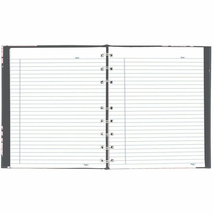 150 Pages - Twin Wirebound - Ruled Margin - 9 1/4" x 7 1/4" Sheet Size - Pink Daisy Cover - Micro Perforated, Note Section, Hard Cover, Sturdy, Self-adhesive Tab, Storage Pocket, Acid-free Paper, Fade Resistant, Index Sheet - Recycled - 1 Each